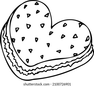 hand drawing contour heart cake. Love pattern, postcard, abstract heart background. vector hearts Happy Valentine's Day 14 February. Background for invitations and scrapbooking