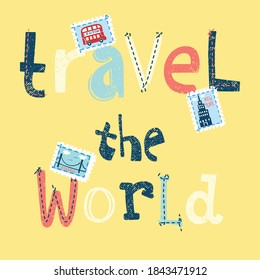 Hand Drawing Cool Slogan Typography With City Stamps For Kids Apparels