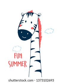 Hand drawing cool zebra vector.