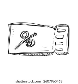 hand drawing coupon icon vector illustration