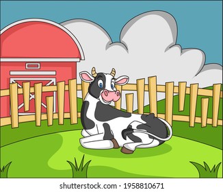 hand drawing of a cow on a farm