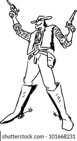 hand drawing of cowboy with gun