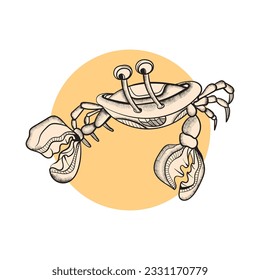 hand drawing crab character vector illustration