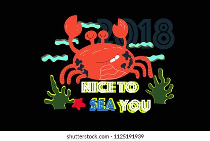 hand drawing crab illustration vector for t - shirt