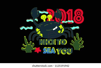 hand drawing crab illustration vector for t - shirt