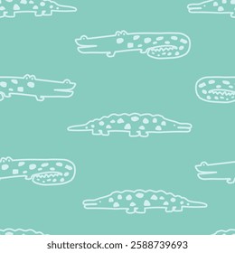 Hand drawing crocodile animal seamless pattern.