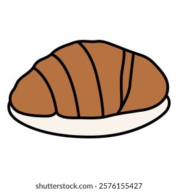 Hand Drawing of Croissant with Flaky and Elegant Details