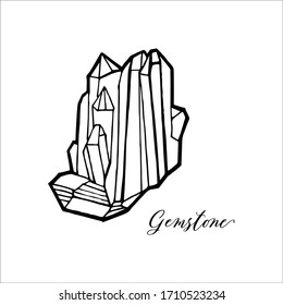 Handzeichnung Kristall Edelstein. Geometrisches Edelstein einzeln auf weißem Hintergrund