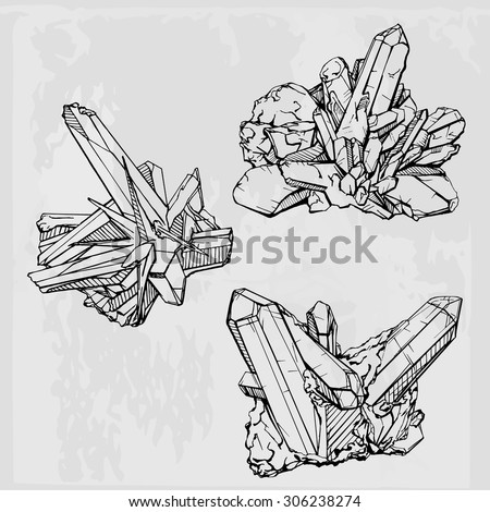 Hand Drawing Crystal Gems Geometric Gemstone Stock Vector (Royalty Free