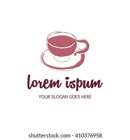 Hand drawing cup  logo vector.