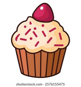 Hand Drawing of Cupcake with Sweet and Detailed Charm