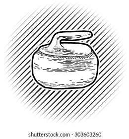 Hand Drawing Curling Rocks icon on isolated background can use for logo