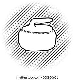 Hand Drawing of Curling Rocks on isolated background