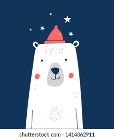 Hand drawing cute bear vector illustration.