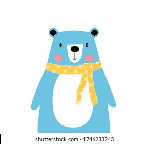 Hand drawing cute bear vector illustration.