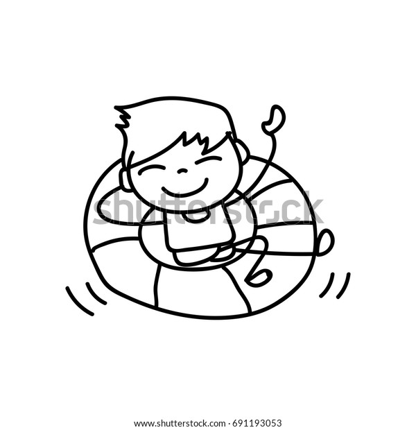 Hand Drawing Cute Boy Line Art Stock Vector (Royalty Free) 691193053 ...