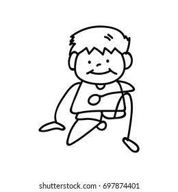 hand drawing cute boys line art. abstract happy people. happiness concept and illustration