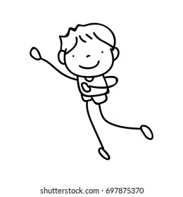 hand drawing cute boys line art. abstract happy people. happiness concept and illustration