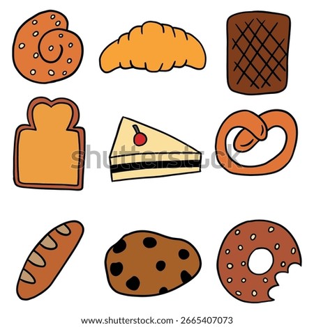 hand drawing cute bread illustration