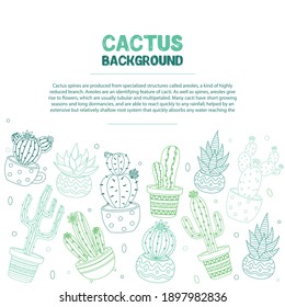 Hand Drawing cute Cactus Hintergrund auf Weiß