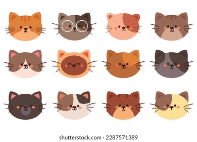 conjunto de pegatinas de gatito de dibujos a mano lindo