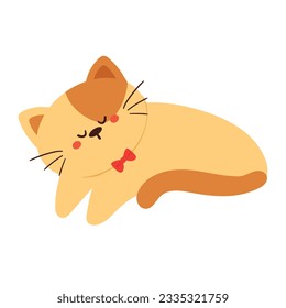 hand drawing cute cartoon cat sleeping