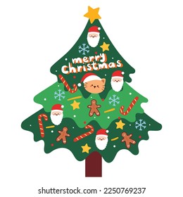 hand drawing cute cartoon chirstmas tree