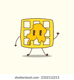 HAND DRAWING CUTE CHARACTER BREAKFAST DESIGN VECTOR ELEMENT