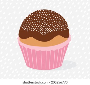 Hand drawing cute cupcake. Vector illustration 