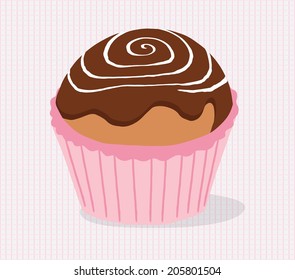 Hand drawing cute cupcake. Vector illustration 