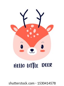 Hand drawing cute deer vector illustration.