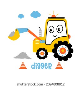 Hand Drawing Cute Digger Vector Illustration Stock Vector (Royalty Free ...