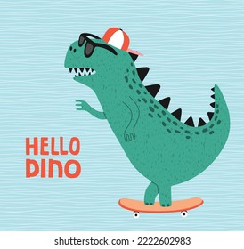 Hand drawing cute dinosaur for tee print.