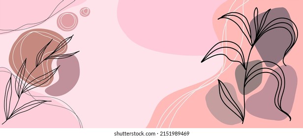 Hand drawing cute floral pattern,seamless pattern with  pink and botanical elements abstract shapes in trendy warm color for decoration,wallpaper,textile,social media post,wrapping.