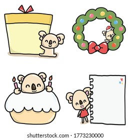 Hand drawing cute and funny koala