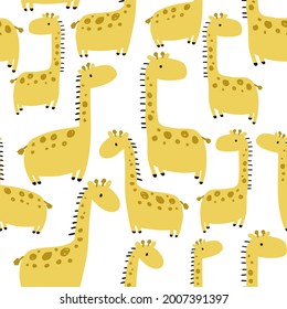 Hand drawing cute giraffe seamless print design. Vector illustration design for fashion fabrics, textile graphics, prints
