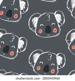  Hand drawing cute koala seamless pattern vector illustration for the t-shirt design. Vector illustration design for fashion fabrics, textile graphics, prints.