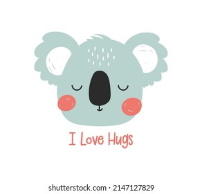 Hand drawing cute koala vector illustration for the t-shirt design. Vector illustration design for fashion fabrics, textile graphics, prints.