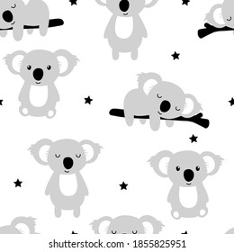 Hand drawing cute koalas seamless pattern vector illustration for the t-shirt design. Vector illustration design for fashion fabrics, textile graphics, prints.