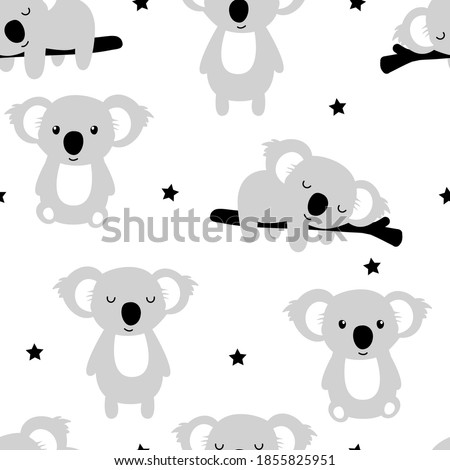 Hand drawing cute koalas seamless pattern vector illustration for the t-shirt design. Vector illustration design for fashion fabrics, textile graphics, prints.