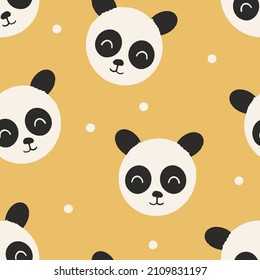 Hand drawing cute panda seamless pattern vector illustration. Vector illustration design for fashion fabrics, textile graphics, prints.