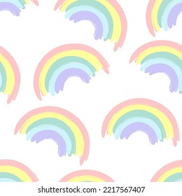 Hand drawing cute rainbow seamless pattern illustration vector.