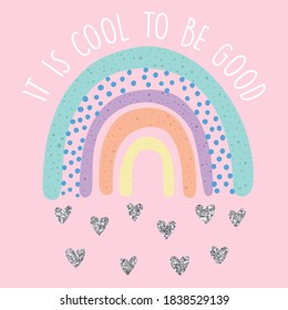 hand drawing cute rainbow vector illustration for girl apparels