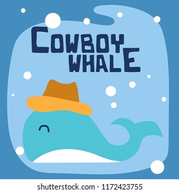 Hand drawing of cute and sweet little whale cartoon for baby fashion printing. Vector illustration