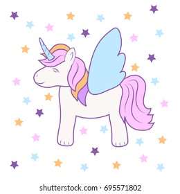 hand drawing cute unicorn icon stock vector illustration design