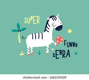Hand drawing cute zebra vector illustration.