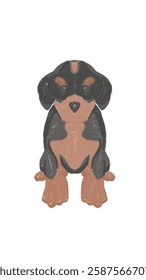 Hand Drawing Dachsund Dog in Brown and Black