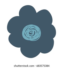 hand drawing dark blue flower vector illustration