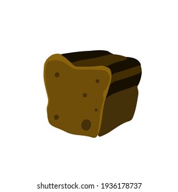 Hand drawing dark cut rye bread. Vector illustration of bread standing sideways on a white background.