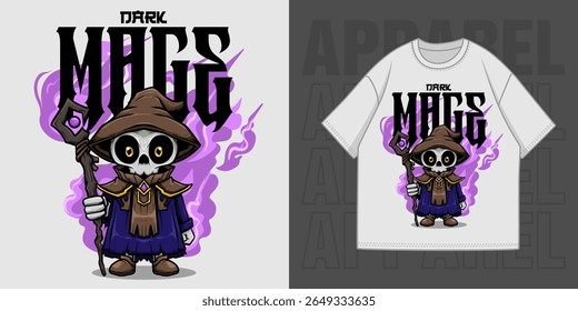 DESENHO DE MÃO ILUSTRAÇÃO DE IMAGEM ESCURA T-SHIRT VESTUÁRIO PROJETO DE IMPRESSÃO